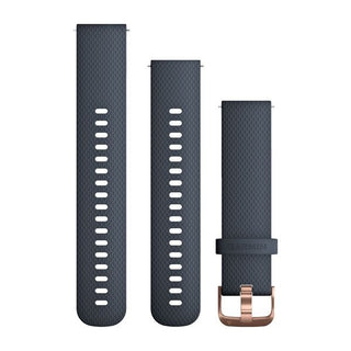 Garmin urrem i blå silikone med rosa guldtonet spænde – 20 mm quick release til Garmin ure