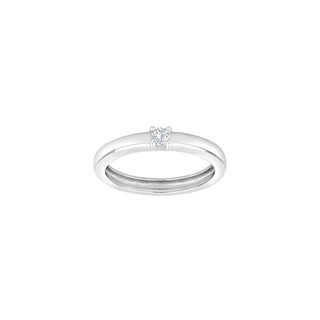 JoanliNor OBINOR ring i 925 sterling sølv med rhodinering og en enkelt zirkonia