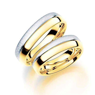 Aagaard vielsesringe i 14 kt guld og hvidguld, uden brillanter, klassisk design