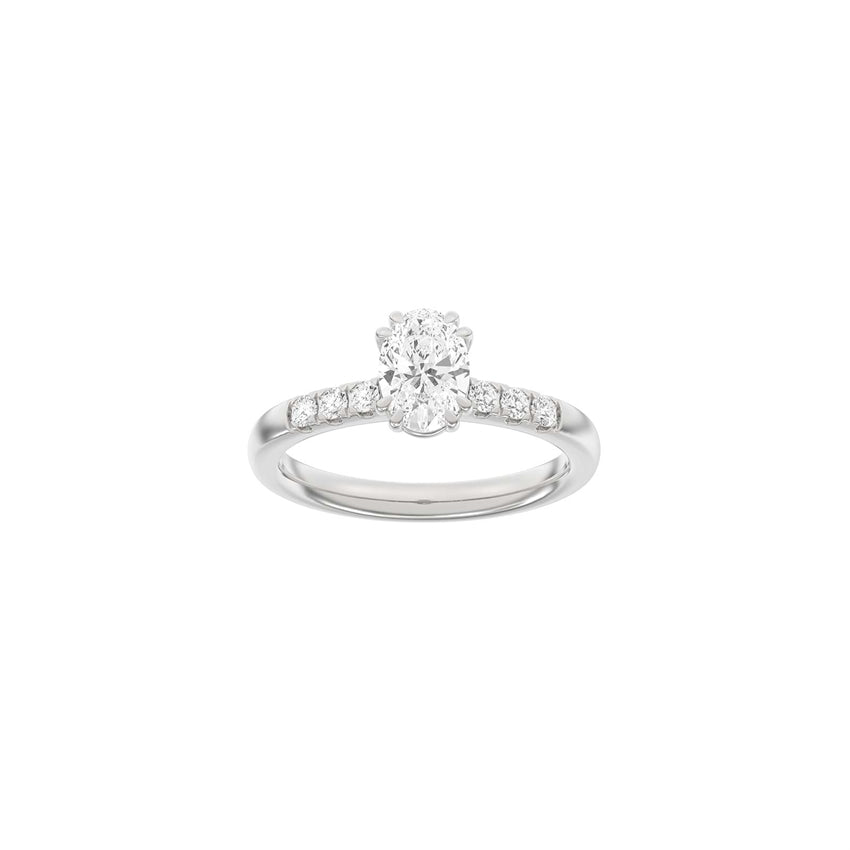 LUXURY Modern oval 14kt hvidguldsring med 1,2ct lab-grown diamanter fra Siersbøl Luxury