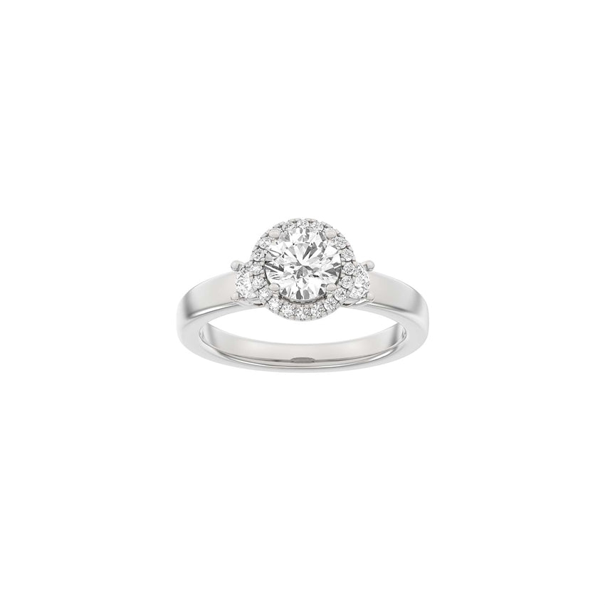 Luxury Halo rund ring i 14 kt hvidguld med 1,45 ct lab-grown diamanter fra Siersbøl
