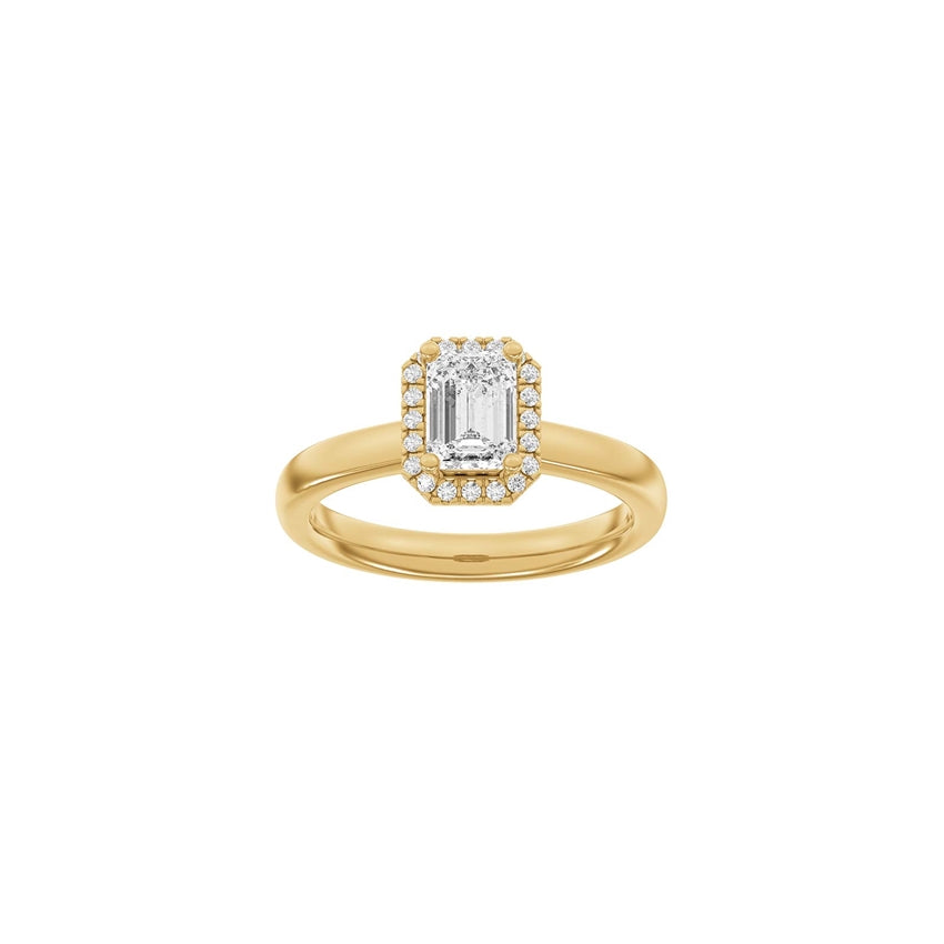 Firkantet halo-ring i rødguld med 1,12ct lab-grown diamanter fra Siersbøl Luxury