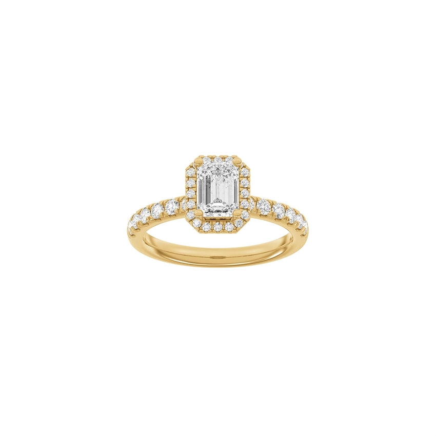 Firkantet Halo-ring i 14kt rødguld med 1,52ct lab-grown diamanter fra Siersbøl Luxury