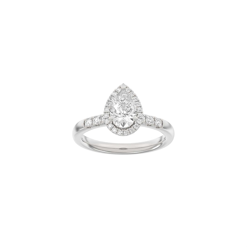 Siersbøl Luxury Halo dråbe ring i 14 kt hvidguld med 1,32 ct lab-grown diamanter