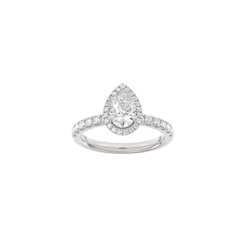 Luxury Halo dråbeformet ring i 14 kt hvidguld med 1,52 ct lab-grown diamanter fra Siersbøl
