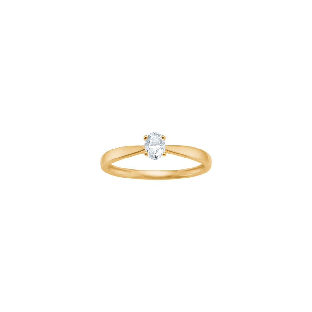 Siersbøl Luxury oval solitairering i 14 karat guld med 0,25 ct lab grown diamant