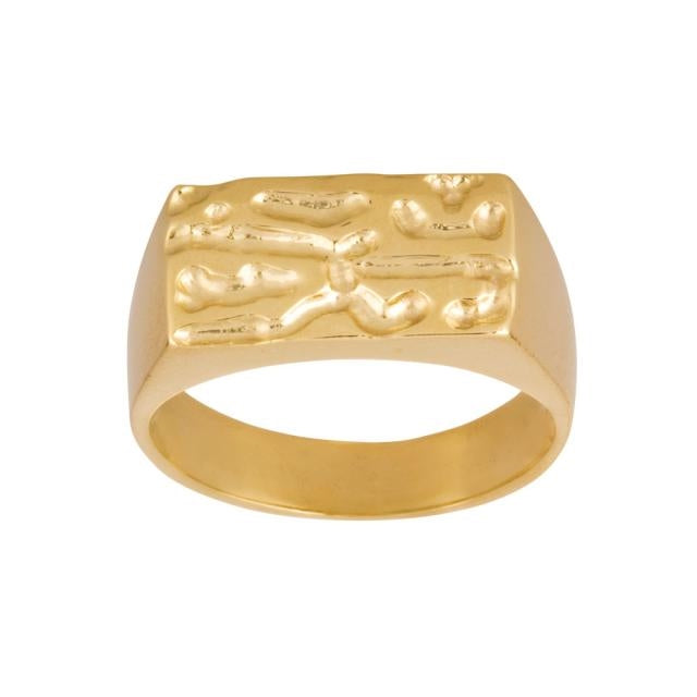 Noa signetring i guld med hamret top 17x8,5 mm til herre