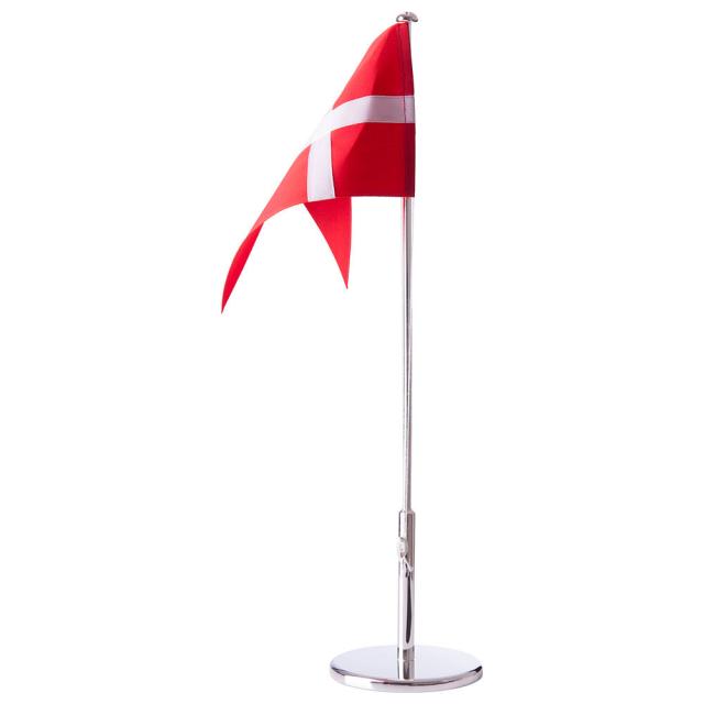 NOA Kids Tischflagge aus verchromtem Metall, schlicht ohne Motive, mit rot-weißem Stoffbanner, 40 cm