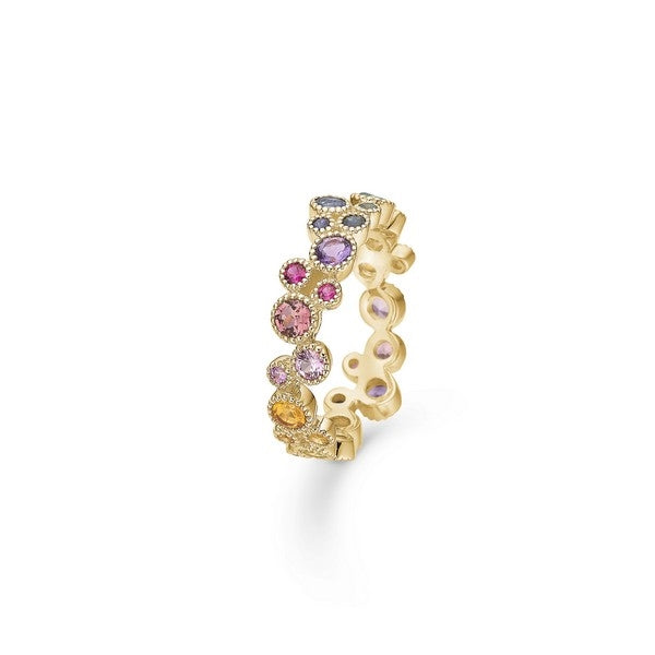 Luxury rainbow ring i 14 karat guld m. ægte sten fra Mads Z