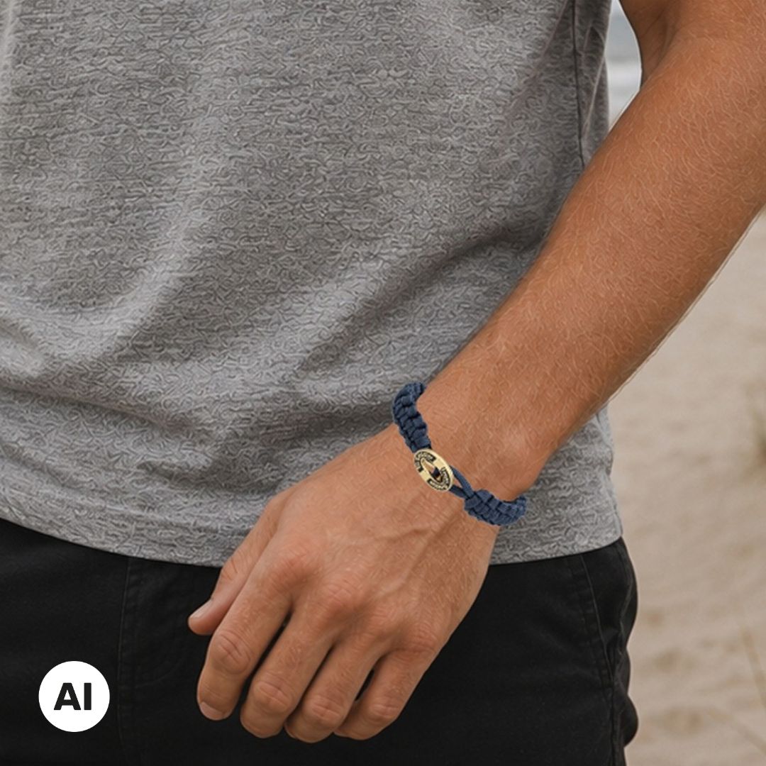 From Soldier To Soldier Armband in Blau mit ovalem Verschluss aus vergoldetem Stahl und Emaille
