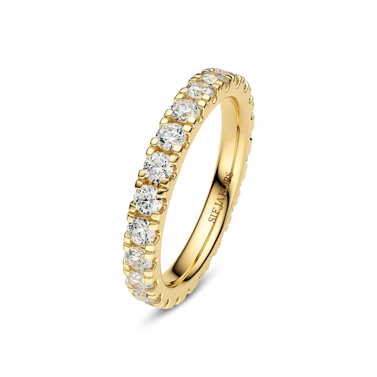 Eleganter Sif Jakobs Alba Eternity-Diamantring aus 14 Karat Gold mit runden, brillantschliffenen Lab-grown-Diamanten in TW G-H VS, erhältlich im Schmuckzentrum
