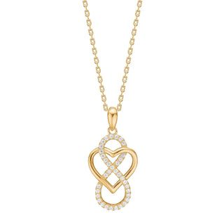 Elegante Joanli Nor RIVERANOR Halskette mit Unendlichkeitsherz aus vergoldetem 925er Sterlingsilber und funkelnden kubischen Zirkonia