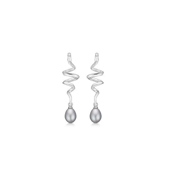 Swirl w. Pearl øreringe i sølv af Mads Z - 2113086