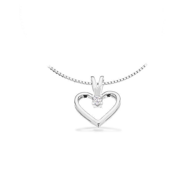 Kleopatra Herz Anhänger in 8 kt. Weißgold 0,05ct.-0,25ct. Diamant