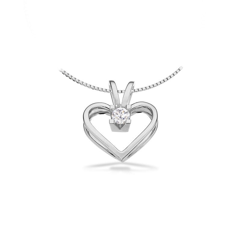 Kleopatra Herz Anhänger in 8 kt. Weißgold 0,05ct.-0,25ct. Diamant