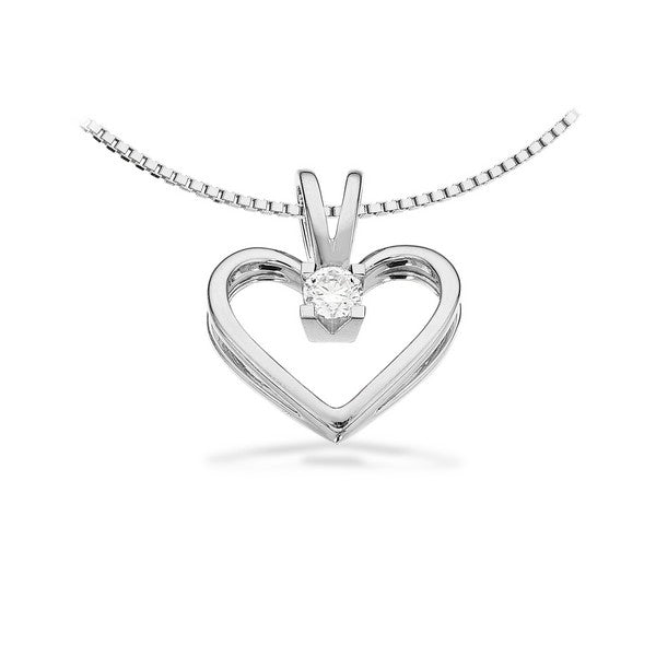 Kleopatra Herz Anhänger in 14kt. Weißgold 0,05ct.-0,50ct. Diamant