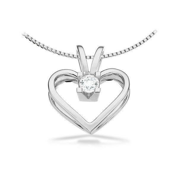 Kleopatra Herz Anhänger in 14kt. Weißgold 0,05ct.-0,50ct. Diamant