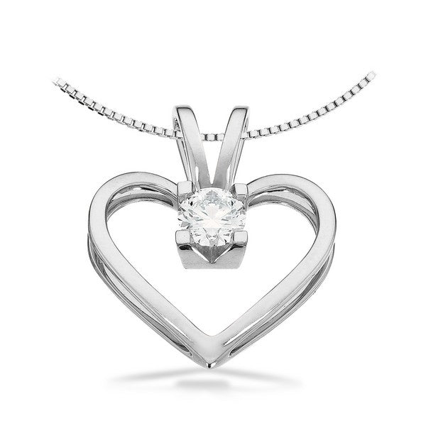 Kleopatra Herz Anhänger in 14kt. Weißgold 0,05ct.-0,50ct. Diamant