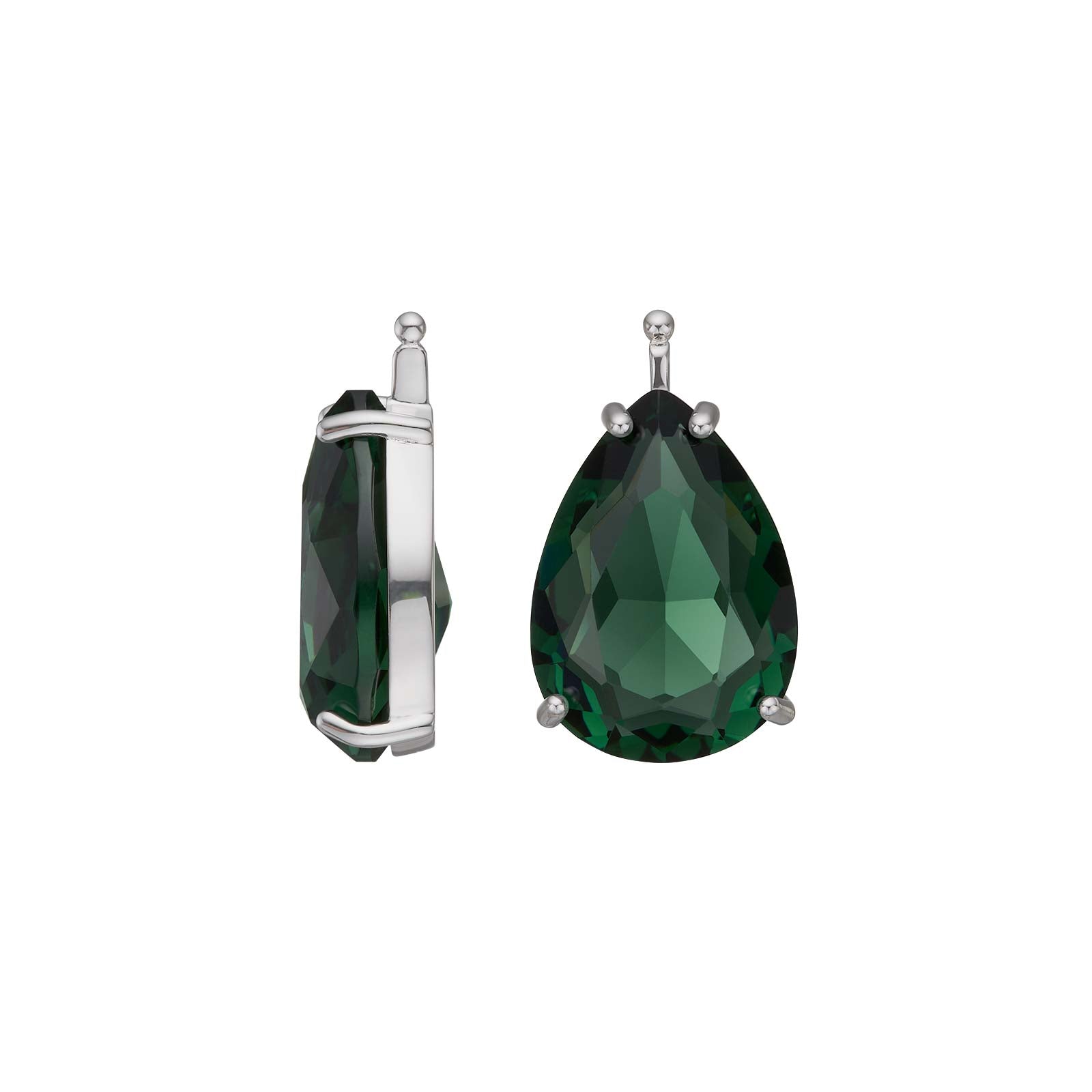 Eleganter Heide-Heinzendorff-Anhänger für Ohrringe aus Silber mit einem tropfenförmigen, dunkelgrünen Facettglas-Kristall in der Größe 13 × 18 mm – stilvoller Schmuck von Schmuckzentrum.
