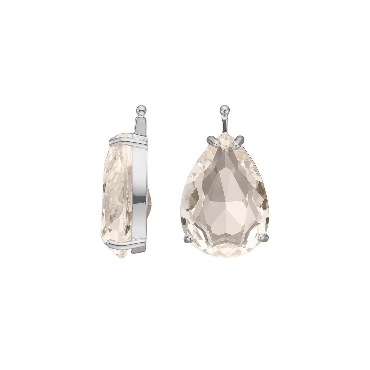 Eleganter Heide Heinzendorff System-Anhänger für Ohrringe aus hochglanzpoliertem Silber mit tropfenförmigem, facettiertem Glasstein in edlem Champagnerton.