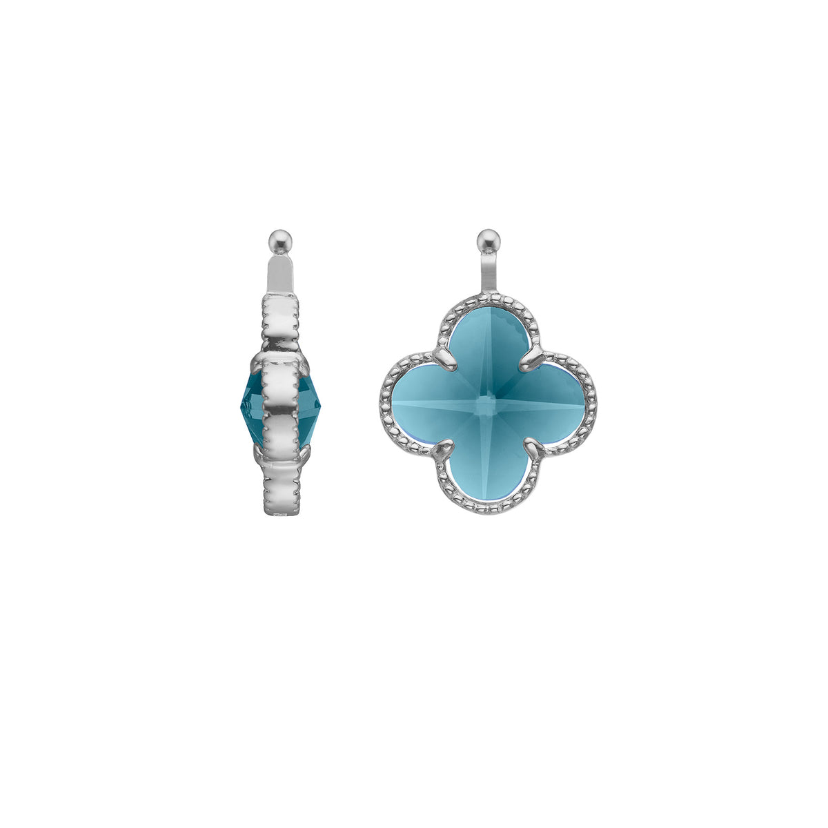 Eleganter Heide-Heinzendorff-Kleeblattanhänger aus Silber mit blauem Glas – ein stilvolles und zeitloses Schmuckstück.