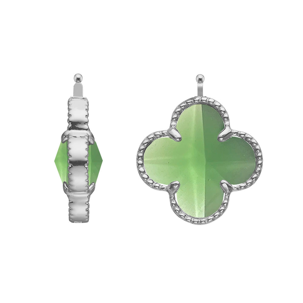 Eleganter, glasfacettierter Kleeblatt-Anhänger von Heide Heinzendorff aus Silber, 22 mm