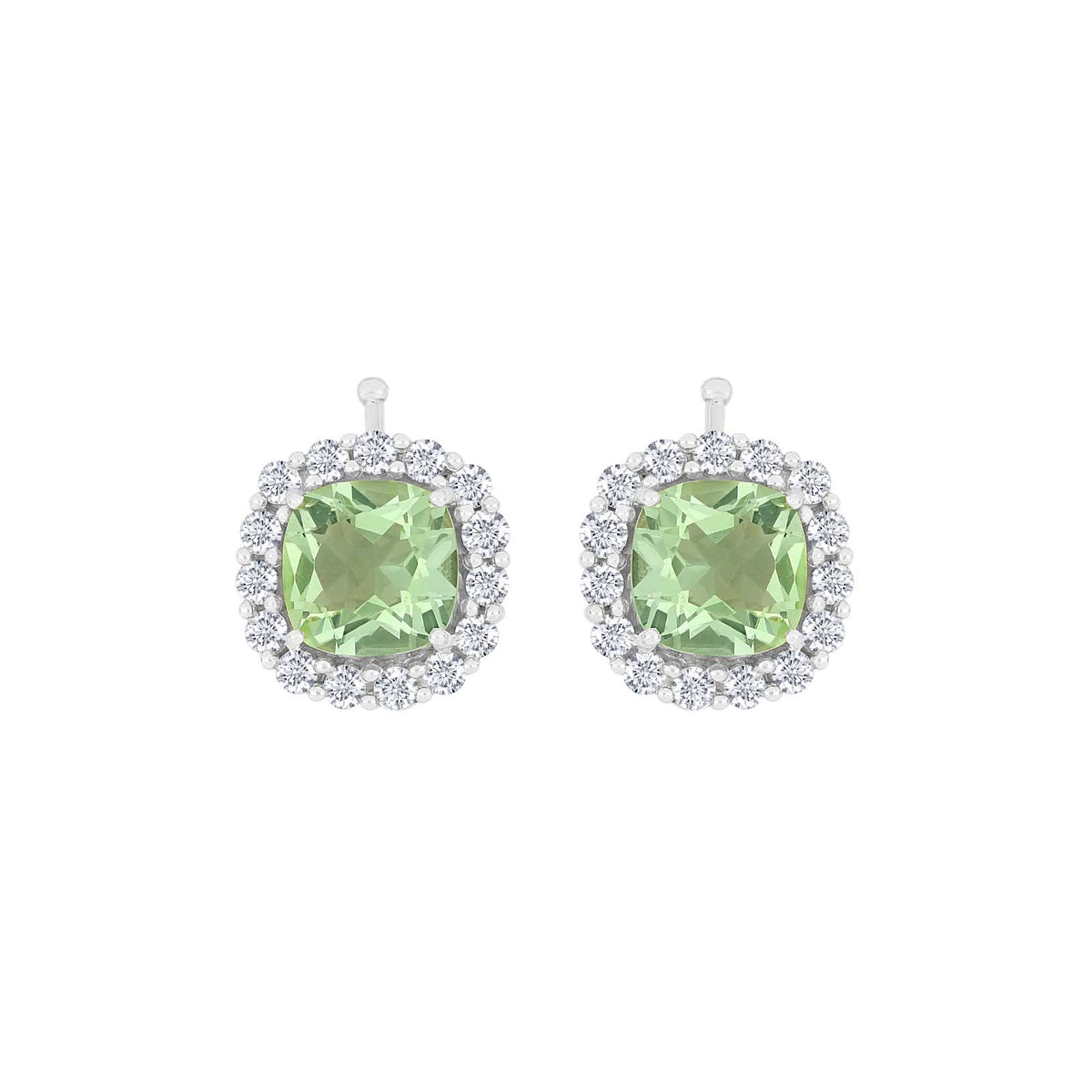 Eleganter Heide Heinzendorff Rosetten-System-Anhänger aus Silber mit quadratischem Peridot und funkelnden, klaren Zirkonia-Steinen.