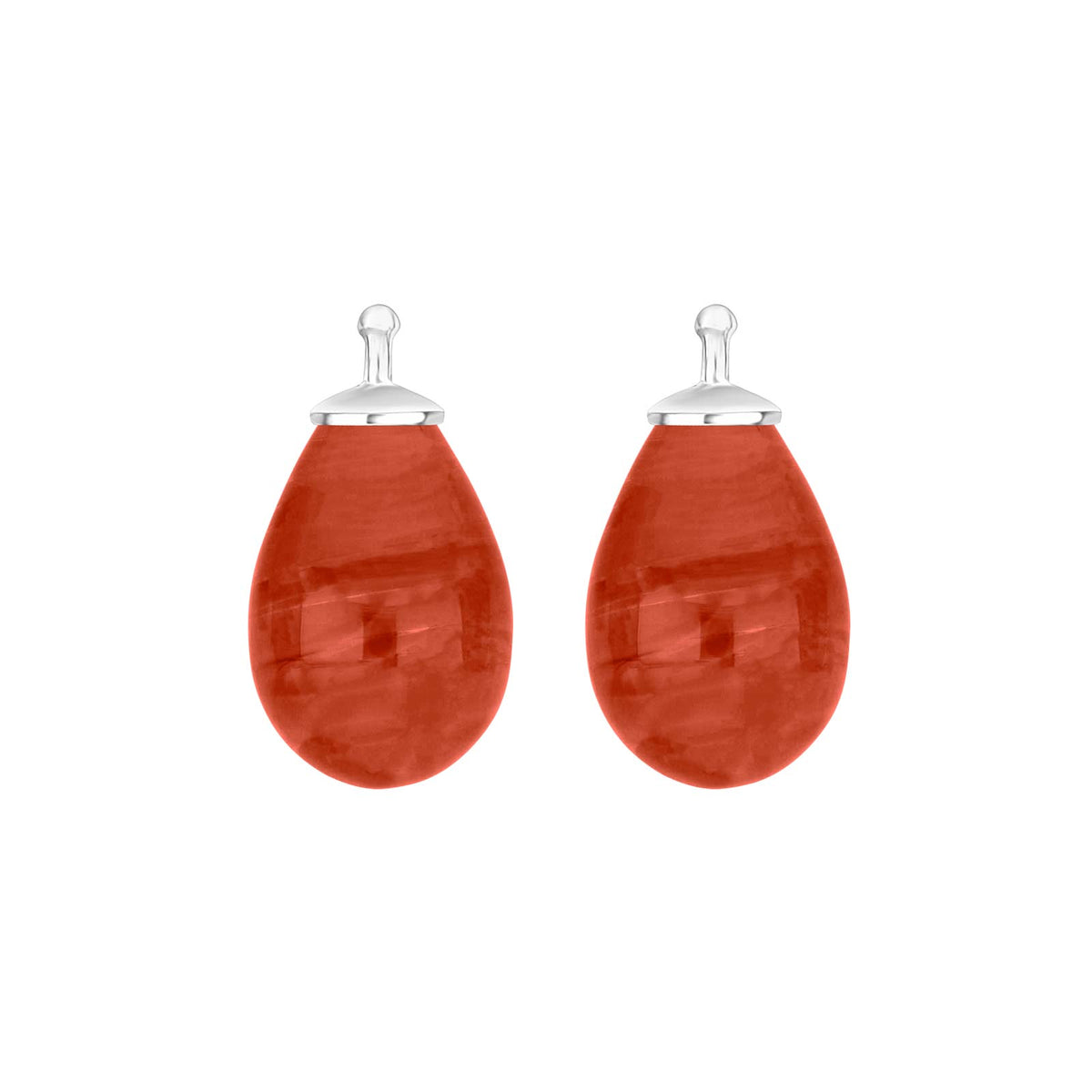 Elegante Heide Heinzendorff Ohrhänger aus Silber mit tropfenförmigem böhmischem Quarzglas in einem raffinierten rötlich-orangen Farbton