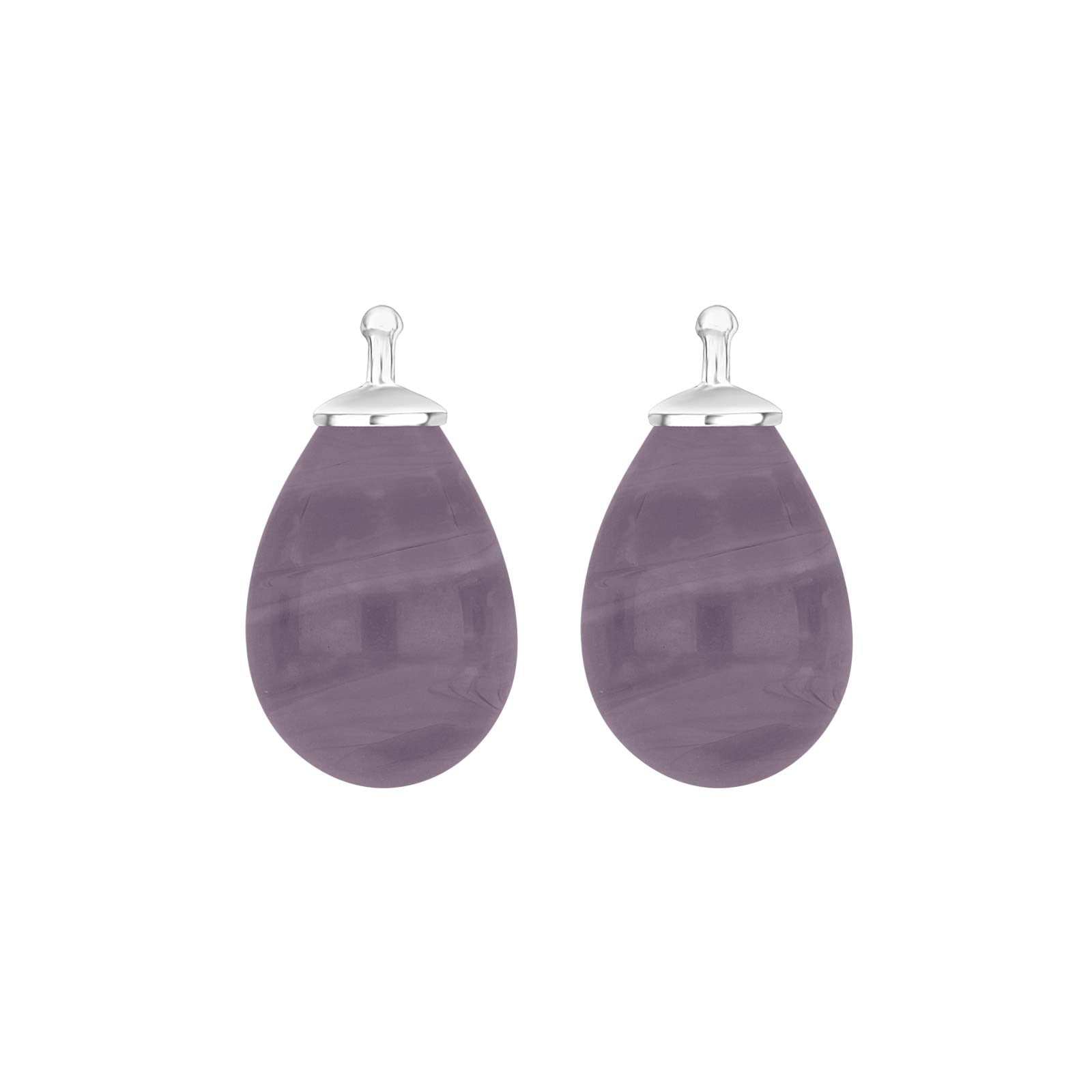 Elegante Heide Heinzendorff Ohrhänger aus Silber mit tropfenförmigem, lavendelviolettem böhmischem Quarzglas – stilvoll und raffiniert.