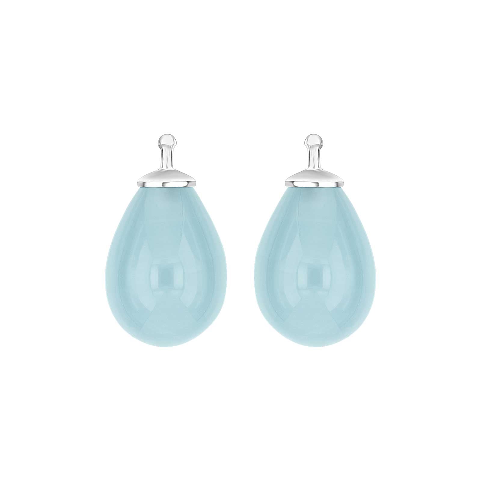 Elegante Heide Heinzendorff Ohrhänger aus Silber mit tropfenförmigem, hellblauem böhmischem Quarzglas.