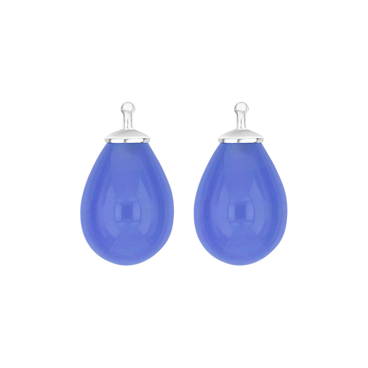Eleganter tropfenförmiger Ohrschmuck-Anhänger von Heide Heinzendorff aus Silber mit klarem blauem und violettem böhmischem Quarzglas