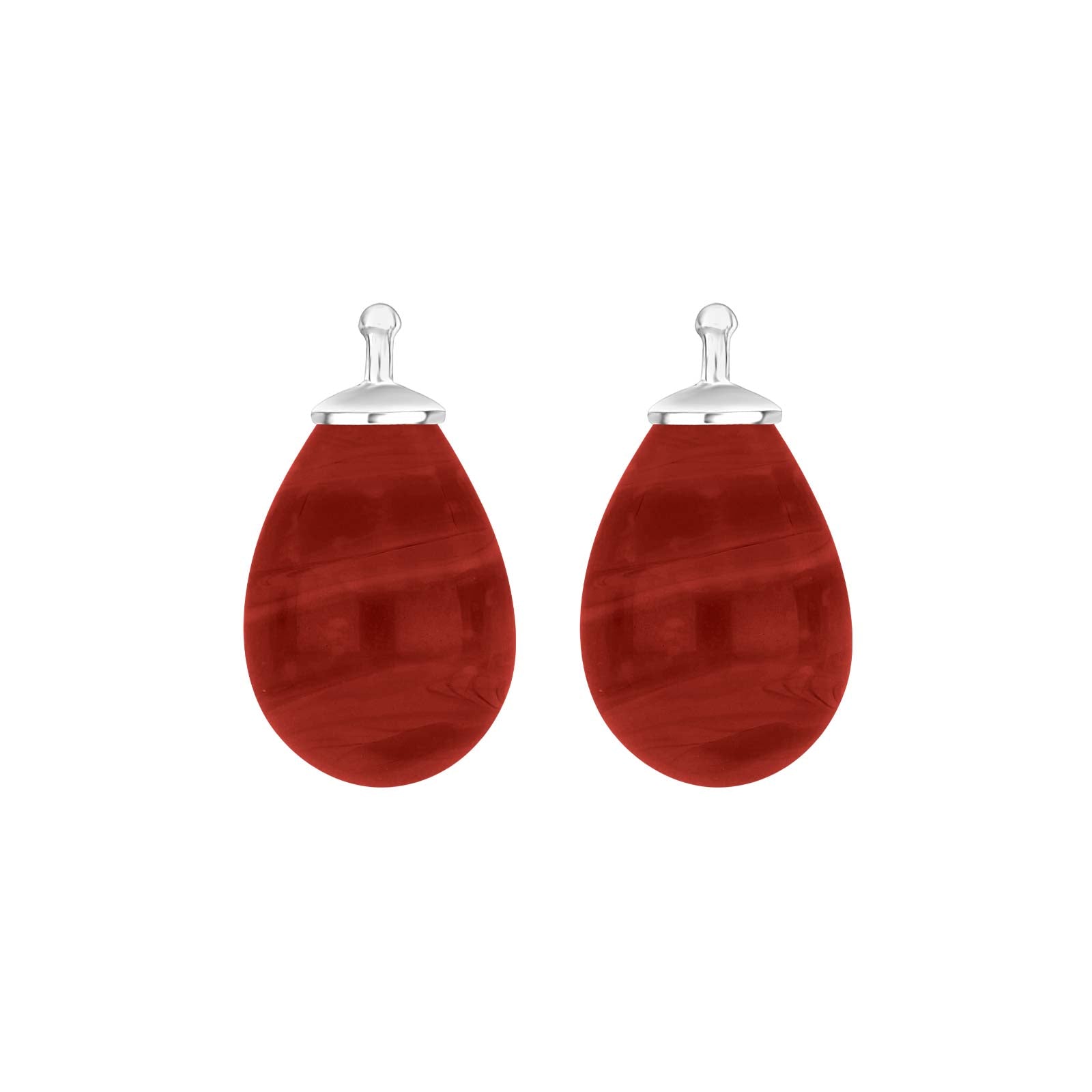 Heide Heinzendorff elegante böhmische Quarzglas-Tropfenohrringe aus Silber mit roten Quarzsteinen