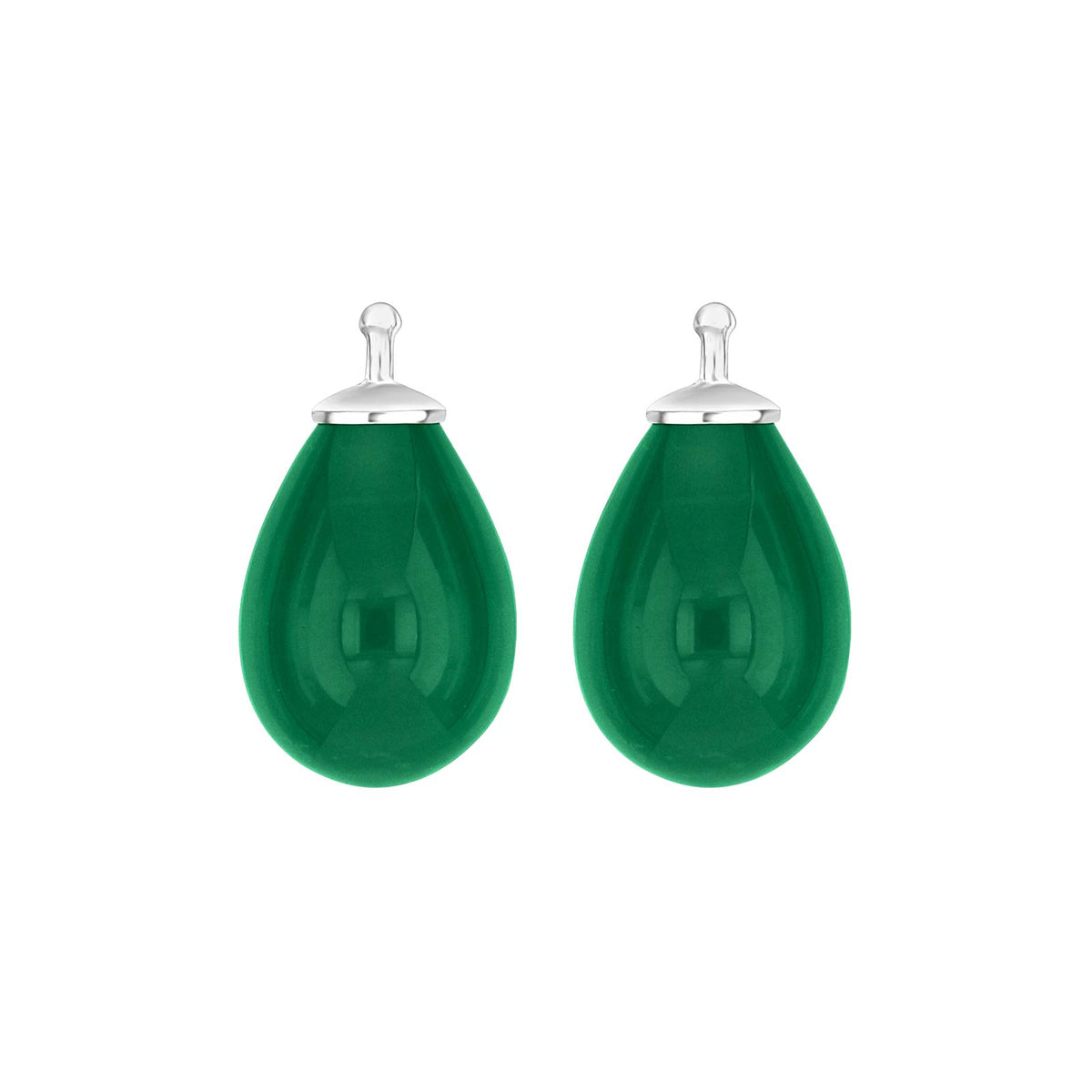 Eleganter Heide Heinzendorff Ohrschmuck-Anhänger in Tropfenform aus böhmischem Quarzglas, gefertigt aus Silber mit smaragdgrünem Quarz