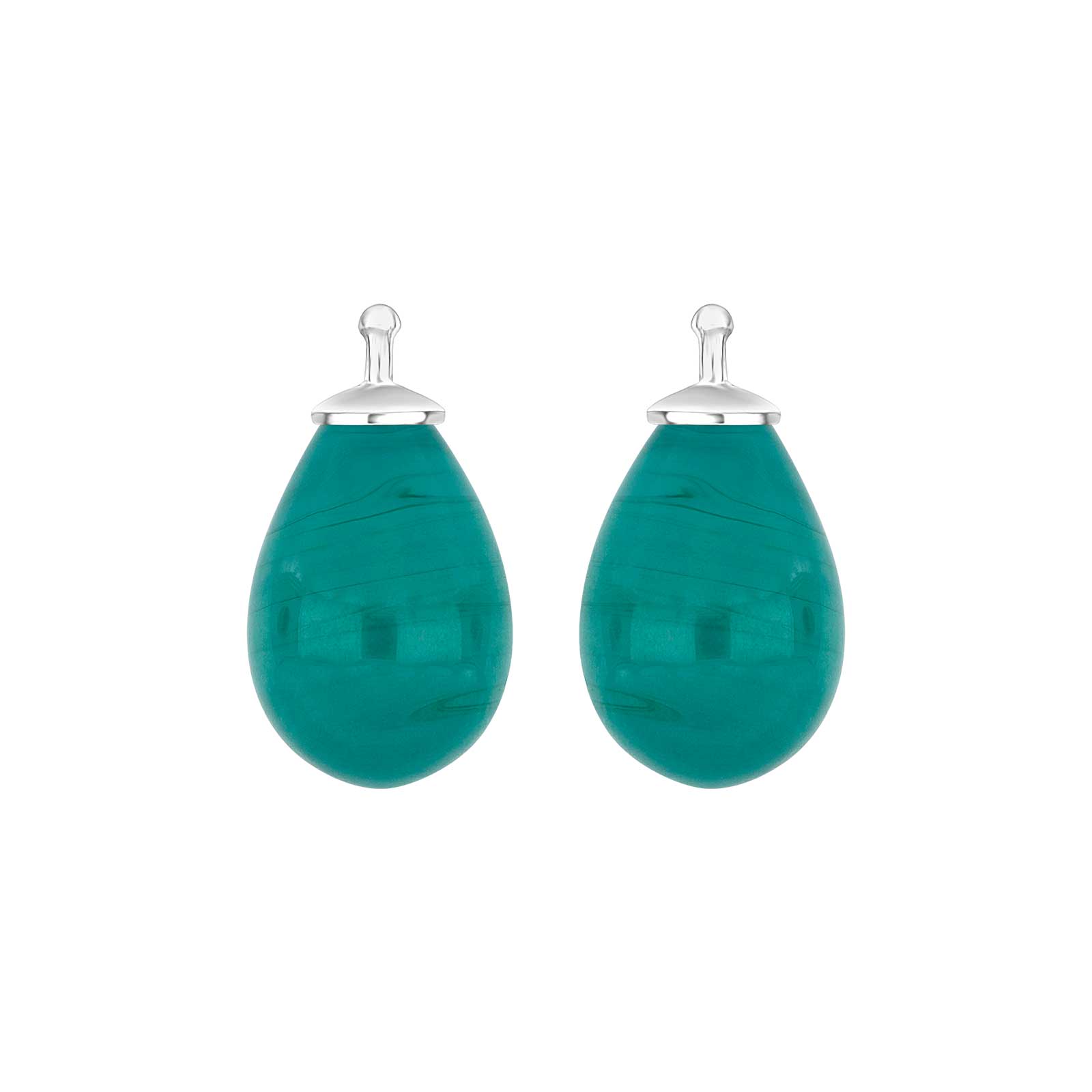 Heide Heinzendorff eleganter Tropfen-Anhänger aus böhmischem Quarzglas für Ohrringe, aus Silber mit türkisgrünem Quarz, 11 × 16 mm