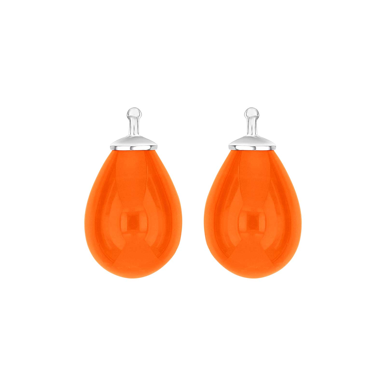 Heide Heinzendorff stilvolle Tropfenohrringe aus Silber mit transparentem orangefarbenem böhmischem Quarzglas, 11 x 16 mm