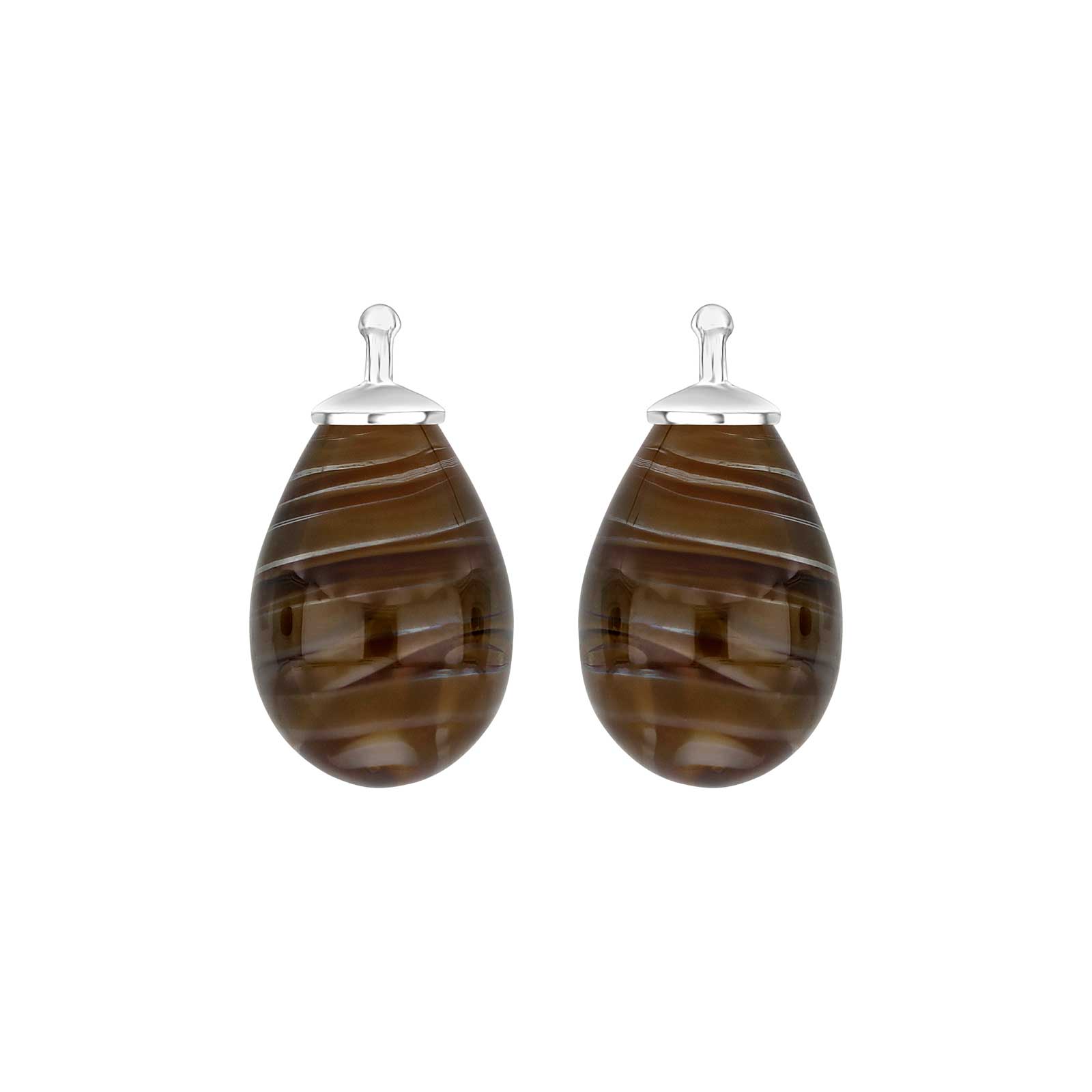 Elegante Heide Heinzendorff Tropfenohrringe aus böhmischem Quarzglas in Silber mit braunem Quarz, 11 x 16 mm
