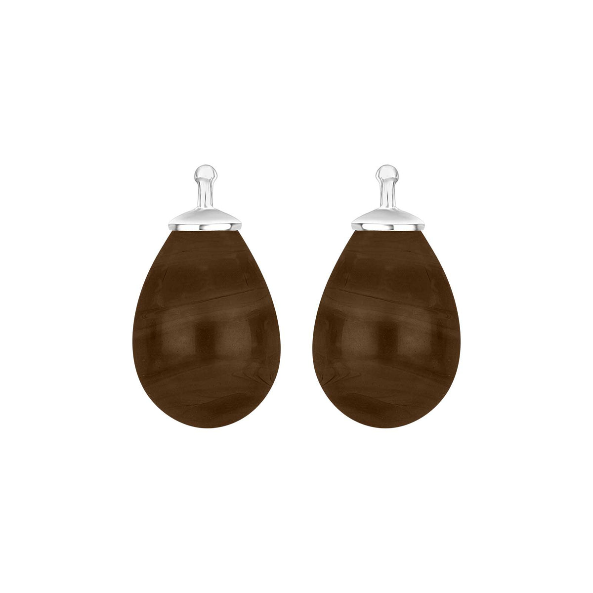 Heide Heinzendorff elegante Tropfenohrringe aus böhmischem Quarzglas und Silber mit raffinierten braunen Quarzsteinen