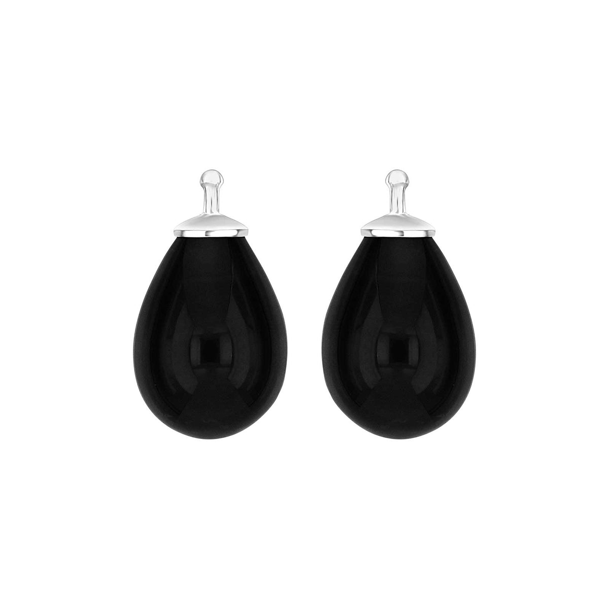 Elegante Heide Heinzendorff Ohrhänger in Tropfenform aus böhmischem Quarzglas und rhodiniertem Silber mit schwarzem Quarz – erhältlich im Schmuckzentrum.