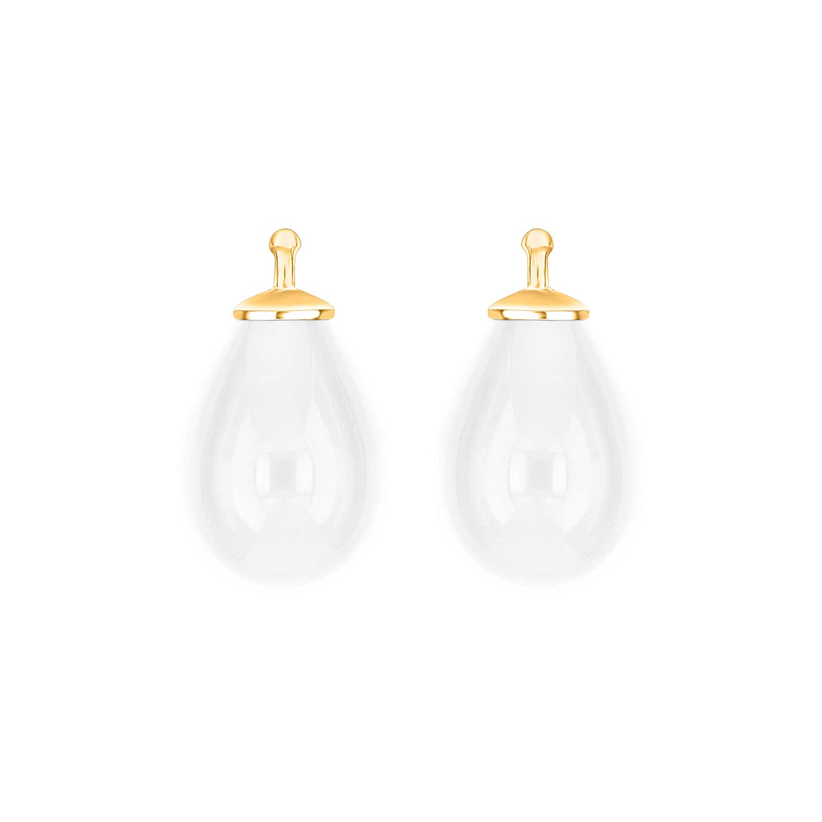 Elegante, tropfenförmige Ohrringe von Heide Heinzendorff aus vergoldetem Silber mit raffiniertem böhmischem Quarzglas.