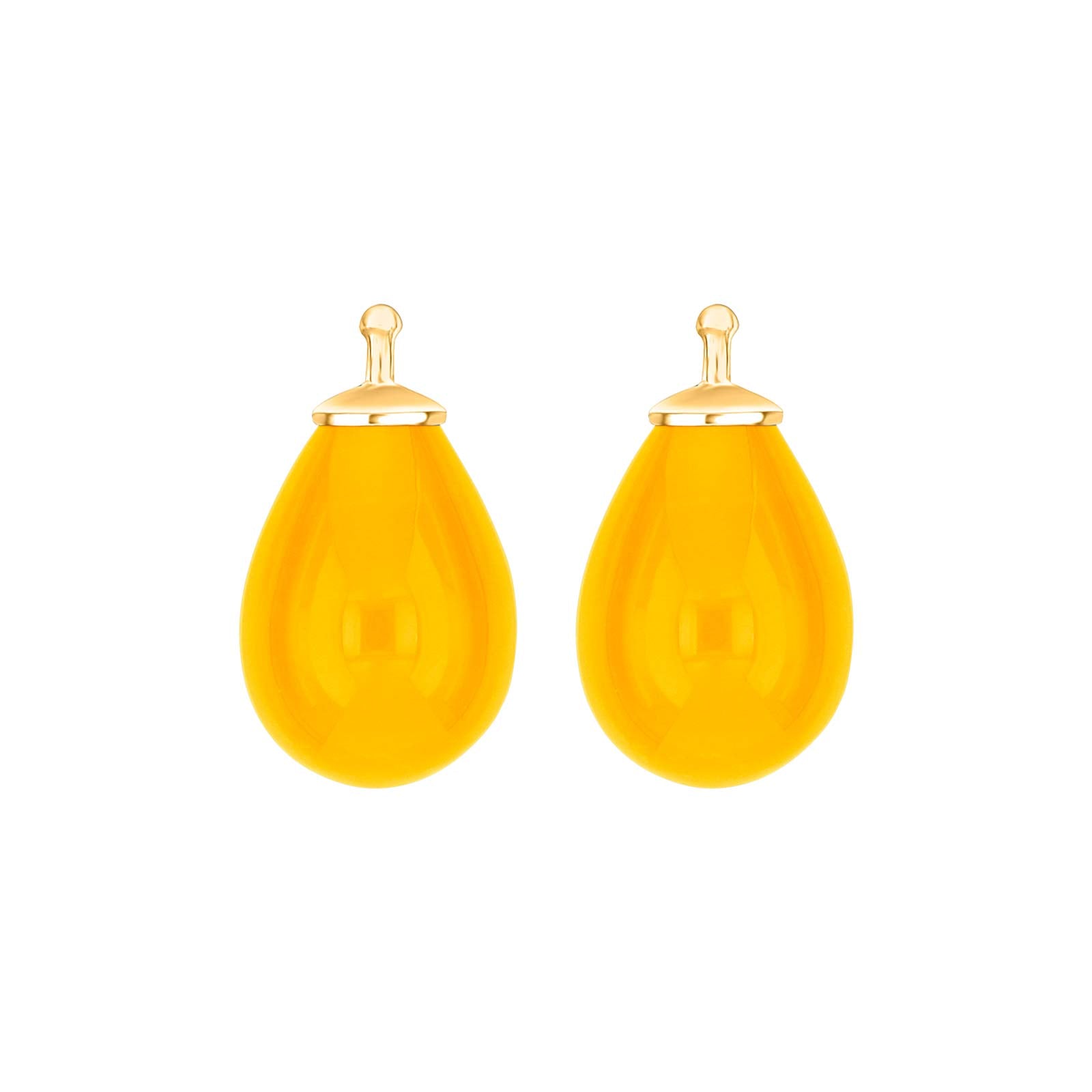 Elegante Heide Heinzendorff Ohrhänger mit böhmischen Quarzglas-Tropfen aus vergoldetem Silber und gelbem Quarz, 11 x 16 mm
