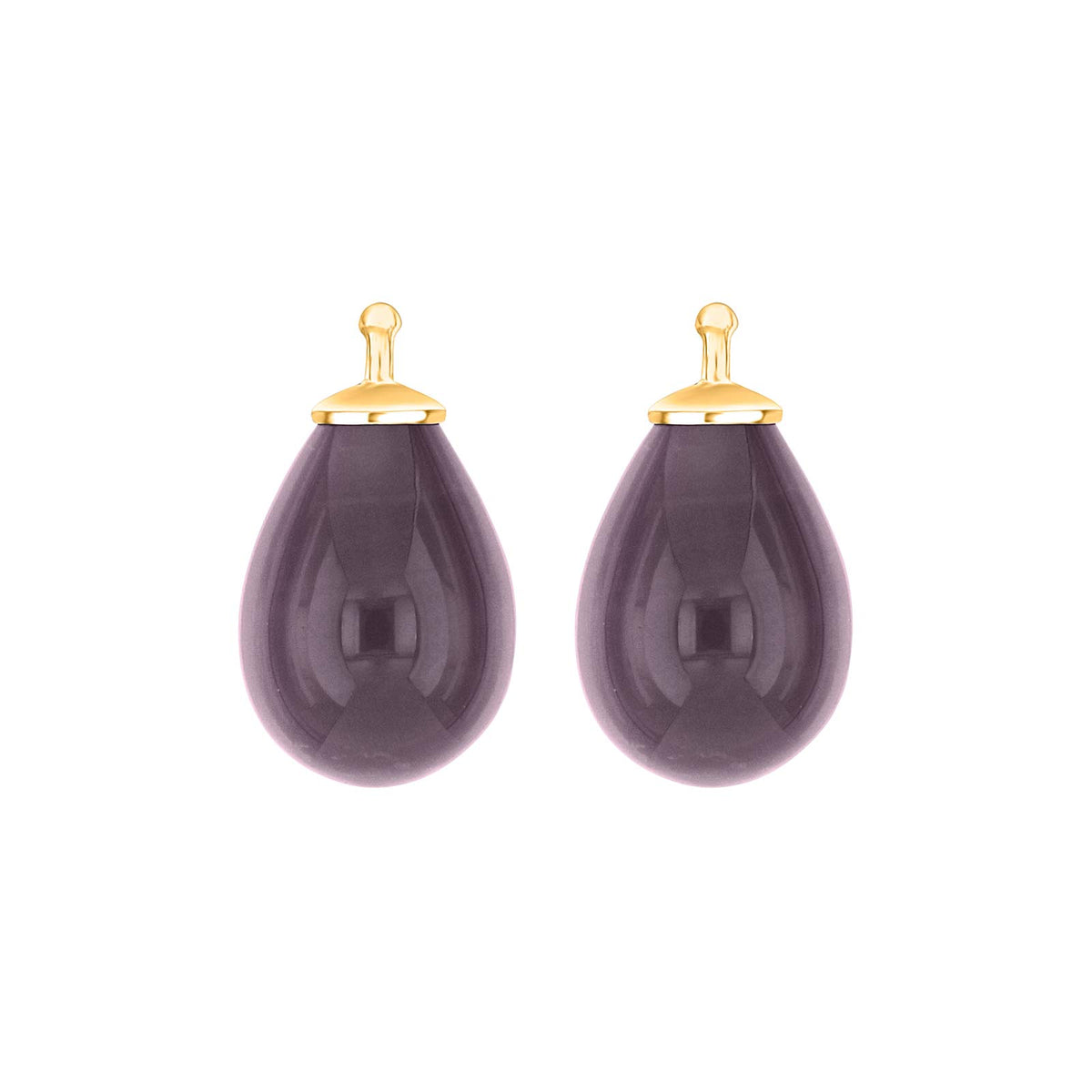 Eleganter Heide-Heinzendorff-Tropfenanhänger aus vergoldetem Silber mit tropfenförmigem, grau-violettem böhmischem Quarzglas – stilvoll und raffiniert.