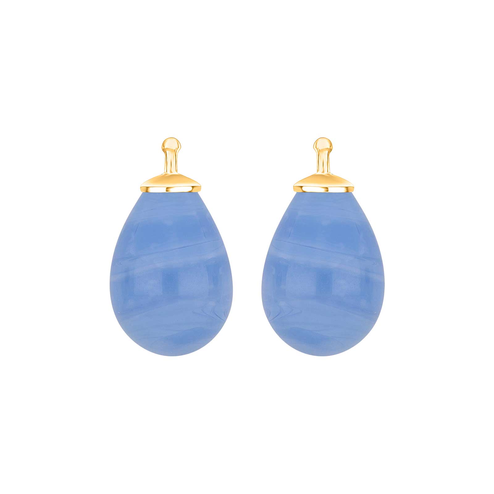 Heide Heinzendorff Anhänger in eleganter Tropfenform aus böhmischem Quarzglas, gefertigt aus vergoldetem Silber mit blauem Quarz, 11 × 16 mm – stilvoll und raffiniert.
