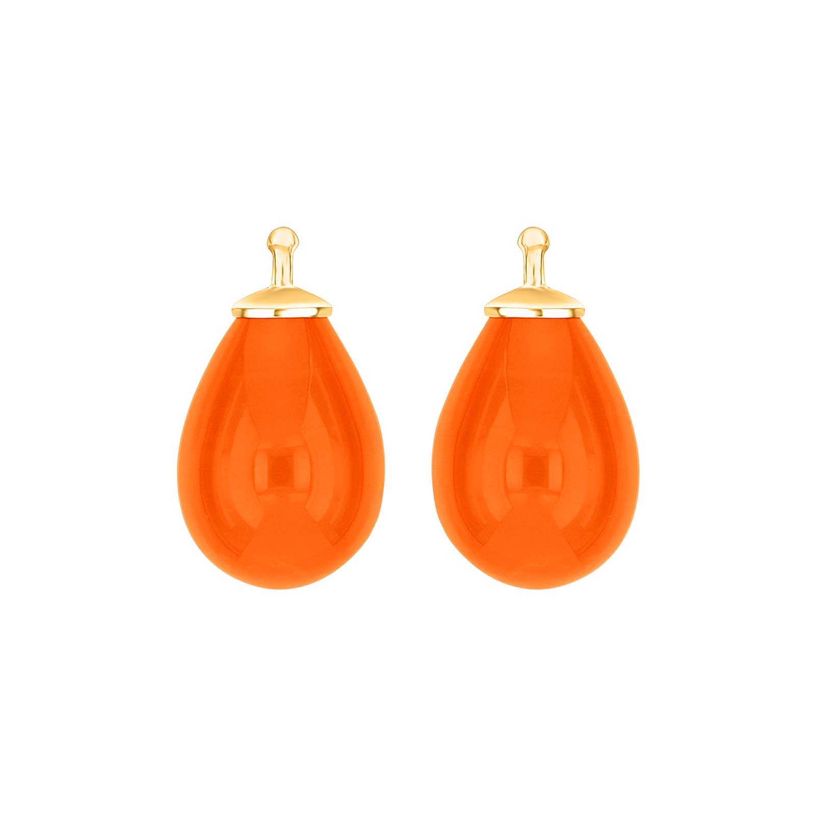 Heide Heinzendorff Tropfenanhänger aus böhmischem Quarzglas in elegant vergoldetem Silber mit orangefarbenem Quarz