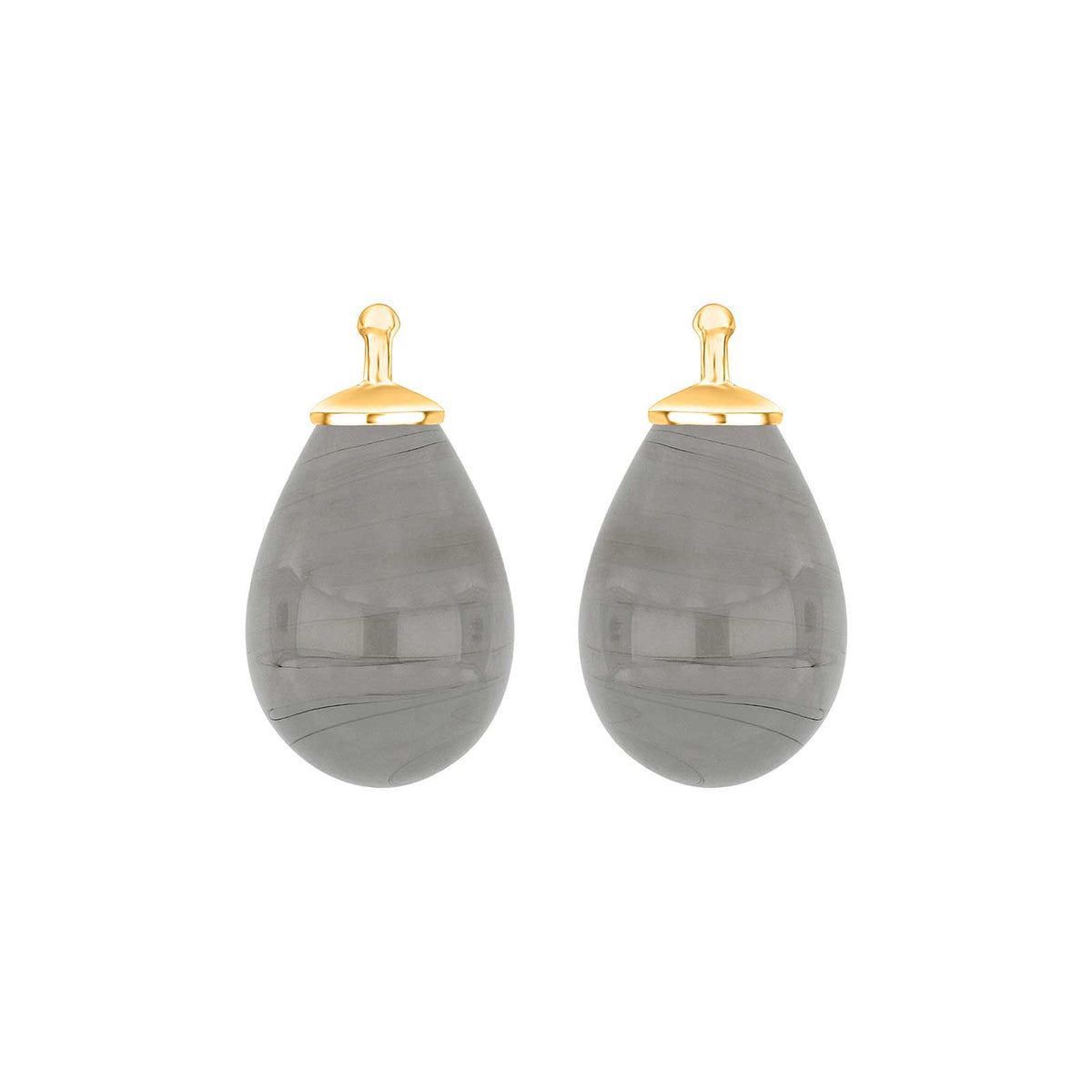 Elegante Heide-Heinzendorff-Tropfenohrringe aus vergoldetem Silber mit grauem Quarz, 11 × 16 mm