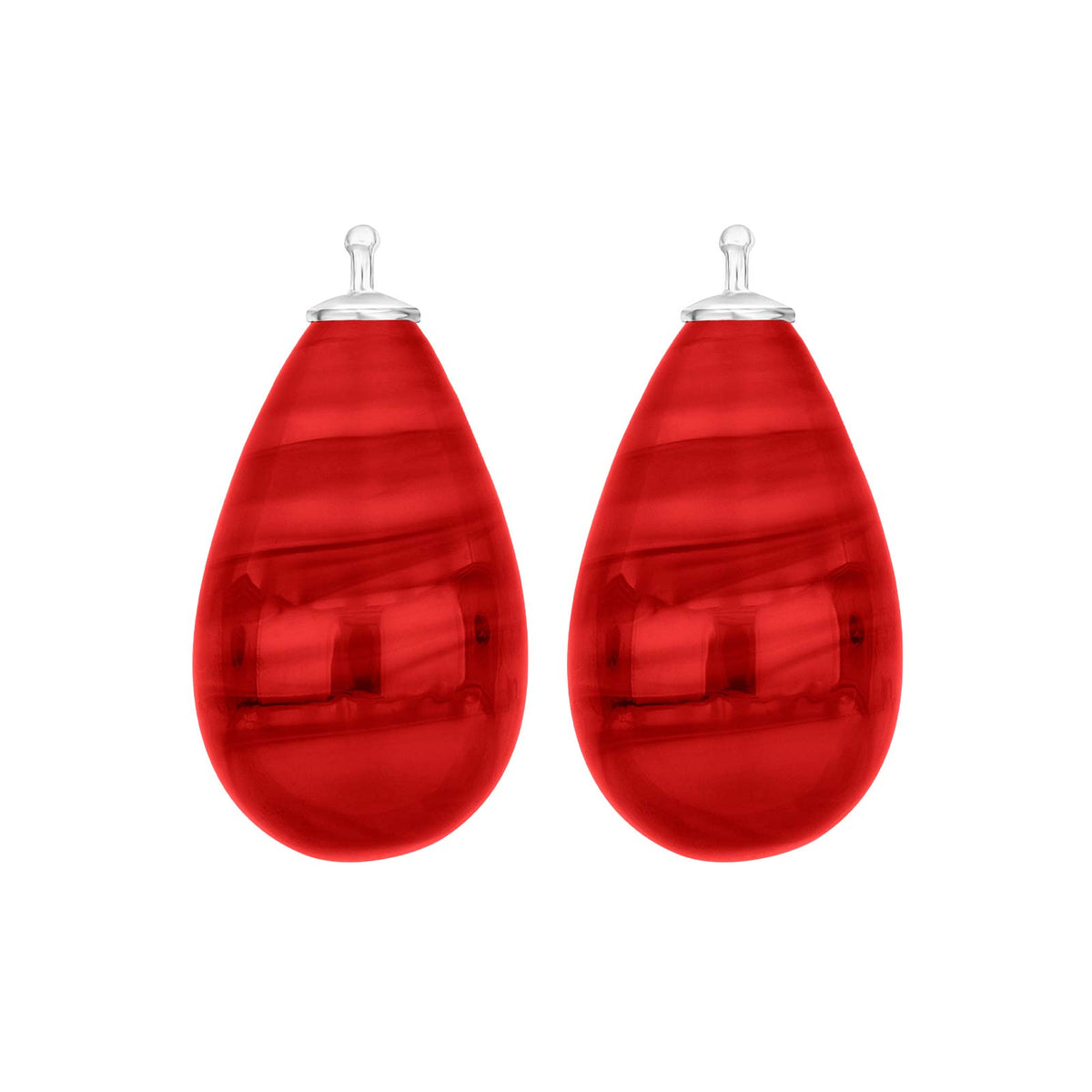Elegante Heide Heinzendorff Ohrhänger aus böhmischem Quarzglas und passender Systemanhänger aus Silber mit raffiniertem rotem Quarz, 12 × 24 mm, erhältlich im Schmuckzentrum.