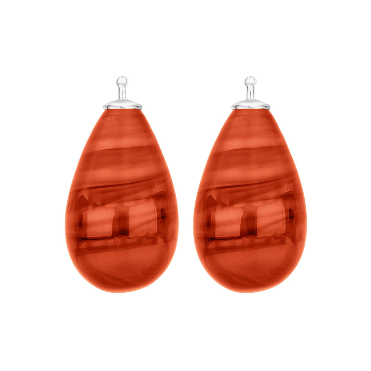 Elegante Heide-Heinzendorff-Ohrhänger mit tropfenförmigem böhmischem Quarzglas und rötlich-orangefarbenem Quarz, gefertigt aus rhodiniertem Silber – stilvoller, raffinierter Schmuck von Schmuckzentrum.