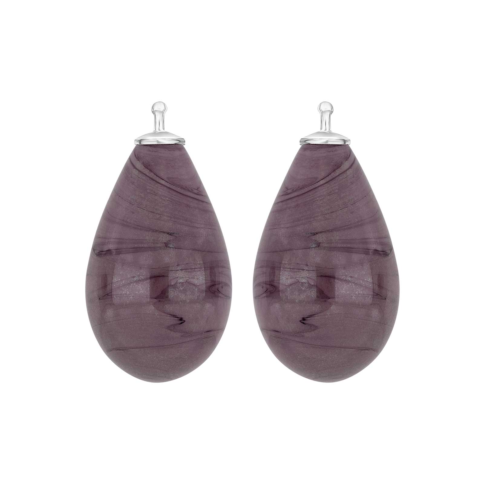Elegante Heide Heinzendorff Tropfenohrringe aus Silber mit dunkelviolettem böhmischem Quarzglas – ein stilvolles und raffiniertes Schmuckstück.