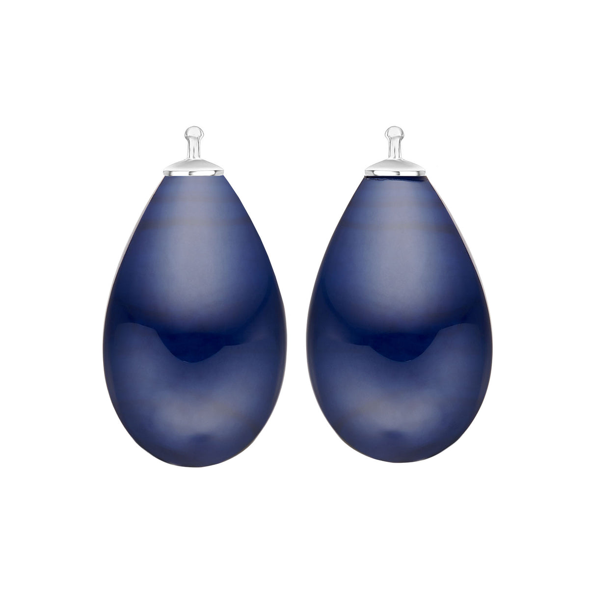 Elegante Heide-Heinzendorff-Ohrhänger aus böhmischem Quarzglas in stilvollem Silber mit dunkelblauen Quarzglas-Tropfen, 12 × 24 mm