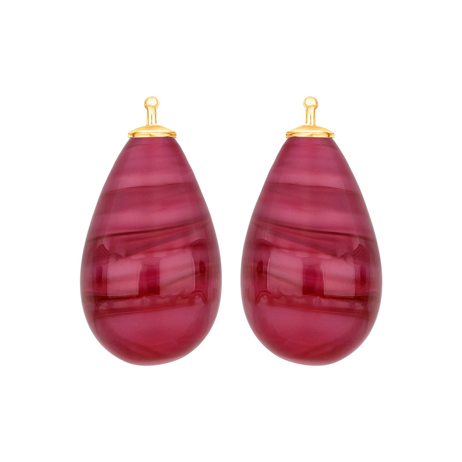 Heide Heinzendorff elegante Ohrhänger mit böhmischem Quarzglas-Tropfen aus vergoldetem Silber und weißem Quarz