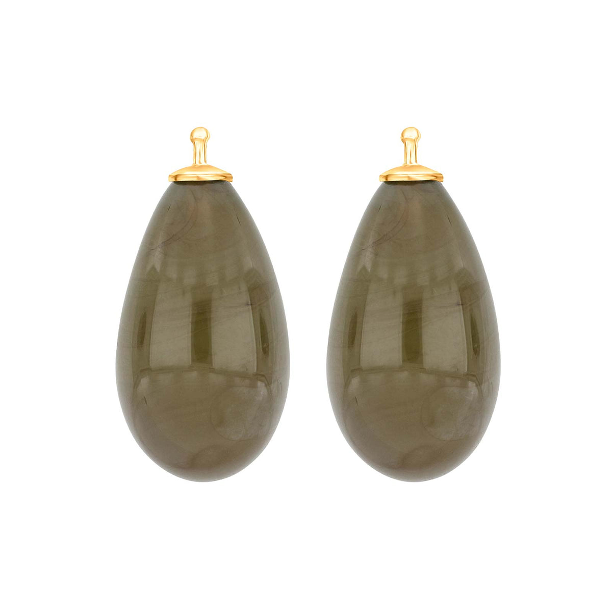 Elegante Heide-Heinzendorff-Tropfenohrringe aus böhmischem Quarzglas, gefertigt aus vergoldetem Silber mit raffiniertem graubraunem Taupequarz – stilvoll und zeitlos vom Schmuckzentrum.